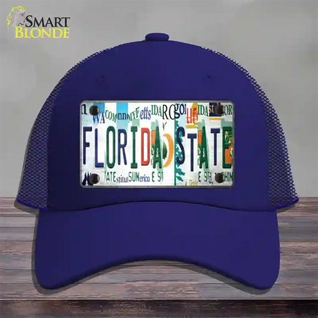 Florida State Strip Art Novelty License Plate Hat Tag Mesh / Royal Blue