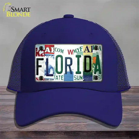 Florida Strip Art Novelty License Plate Hat Tag Mesh / Royal Blue