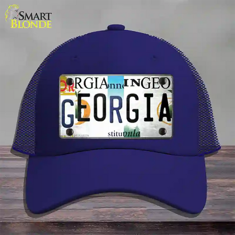 Georgia Strip Art Novelty License Plate Hat Tag Mesh / Royal Blue