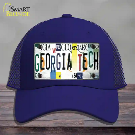 Georgia Tech Strip Art Novelty License Plate Hat Tag Mesh / Royal Blue