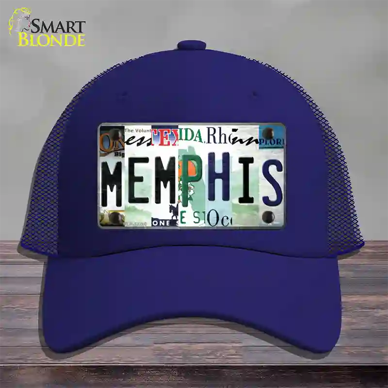 Memphis Strip Art Novelty License Plate Hat Tag Mesh / Royal Blue