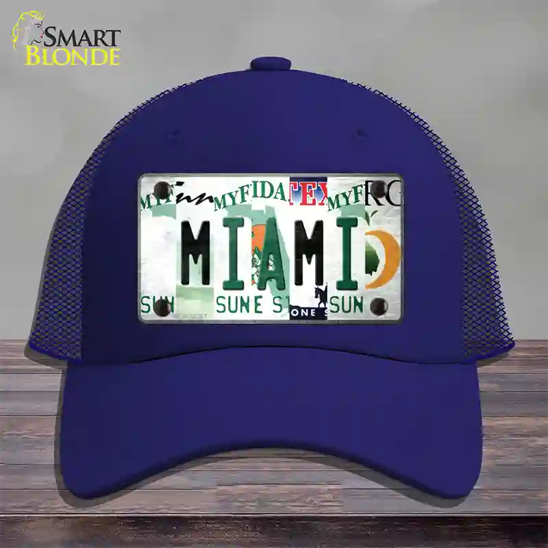 Miami Strip Art Novelty License Plate Hat Tag Mesh / Royal Blue