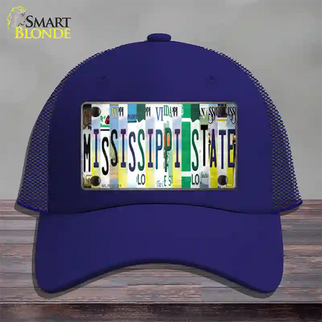 Mississippi State Strip Art Novelty License Plate Hat Tag Mesh / Royal Blue