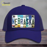 Nebraska Strip Art Novelty License Plate Hat Tag Mesh / Royal Blue