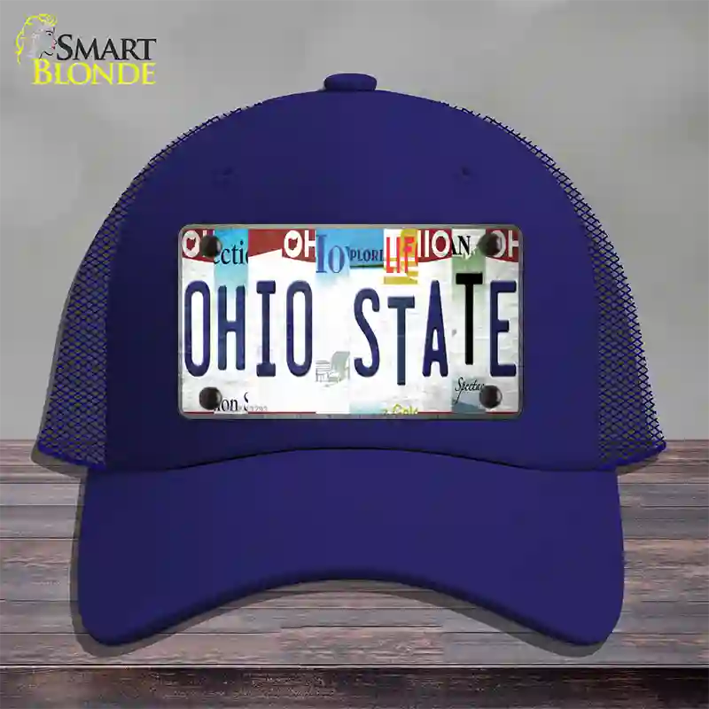 Ohio State Strip Art Novelty License Plate Hat Tag Mesh / Royal Blue