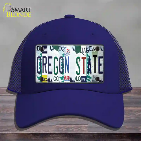 Oregon State Strip Art Novelty License Plate Hat Tag Mesh / Royal Blue