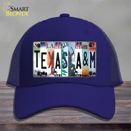 Texas A&M Strip Art Novelty License Plate Hat Tag Mesh / Royal Blue