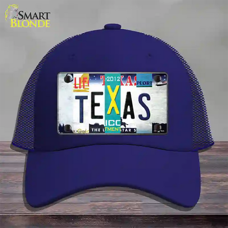 Texas Strip Art Novelty License Plate Hat Tag Mesh / Royal Blue