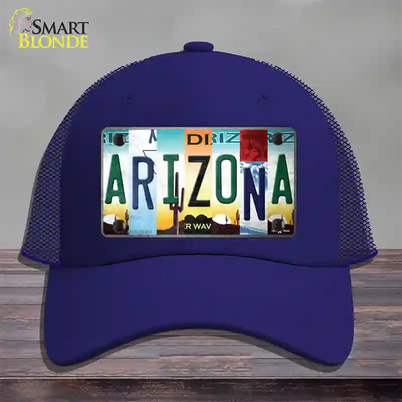 Arizona Strip Art Novelty License Plate Hat Tag Mesh / Royal Blue