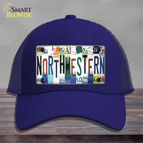 Northwestern Strip Art Novelty License Plate Hat Tag Mesh / Royal Blue