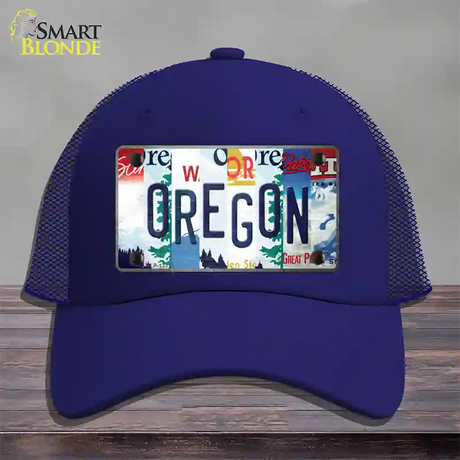 Oregon Strip Art Novelty License Plate Hat Tag Mesh / Royal Blue