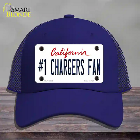 Number 1 Chargers Fan Novelty License Plate Hat Tag Mesh / Royal Blue