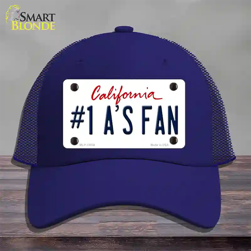 Number 1 Athletics Fan Novelty License Plate Hat Tag Mesh / Royal Blue