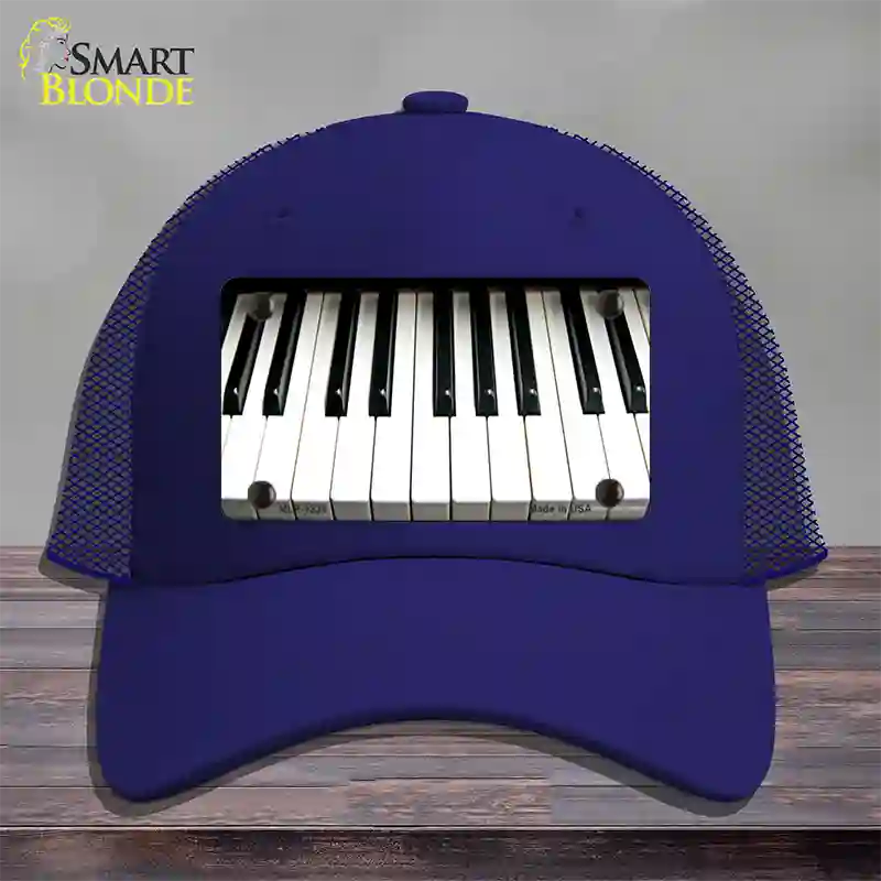 Piano Key board Novelty License Plate Hat Mesh / Royal Blue