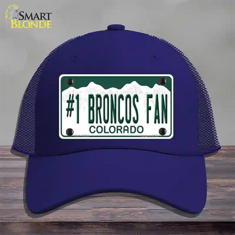 Number 1 Broncos Fan Novelty License Plate Hat Tag Mesh / Royal Blue