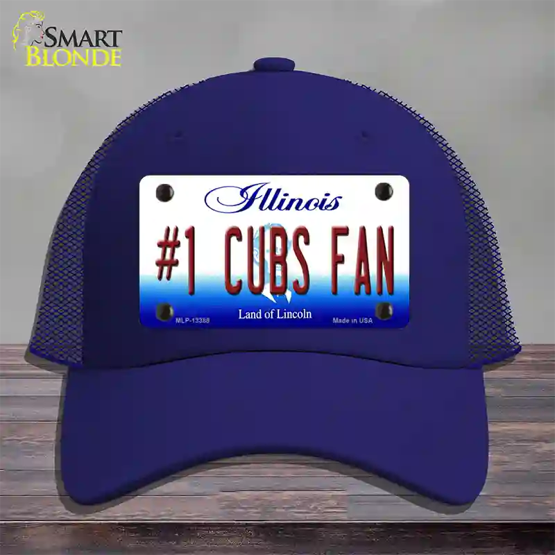 Number 1 Cubs Fan Novelty License Plate Hat Tag Mesh / Royal Blue