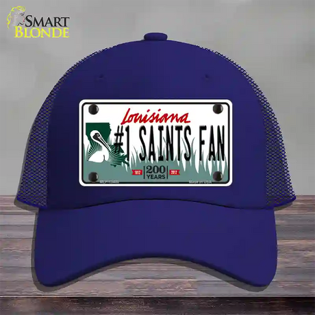 Number 1 Saints Fan Novelty License Plate Hat Tag Mesh / Royal Blue