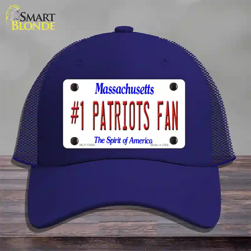 Number 1 Patriots Fan Novelty License Plate Hat Tag Mesh / Royal Blue