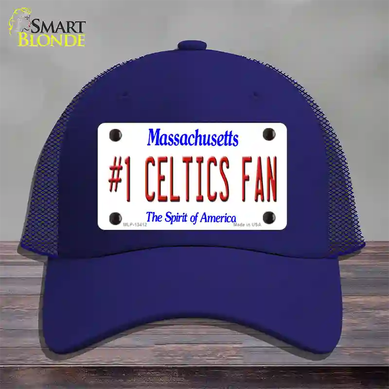 Number 1 Celtics Fan Novelty License Plate Hat Tag Mesh / Royal Blue