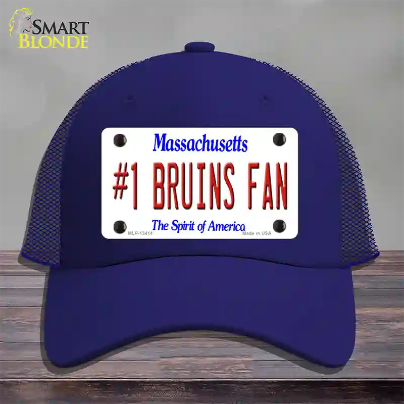 Number 1 Bruins Fan Novelty License Plate Hat Tag Mesh / Royal Blue