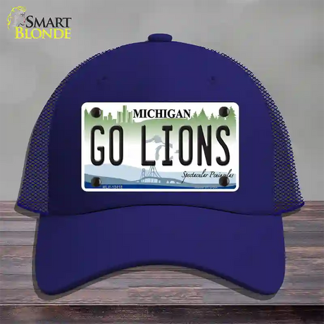 Go Lions Novelty License Plate Hat Tag Mesh / Royal Blue