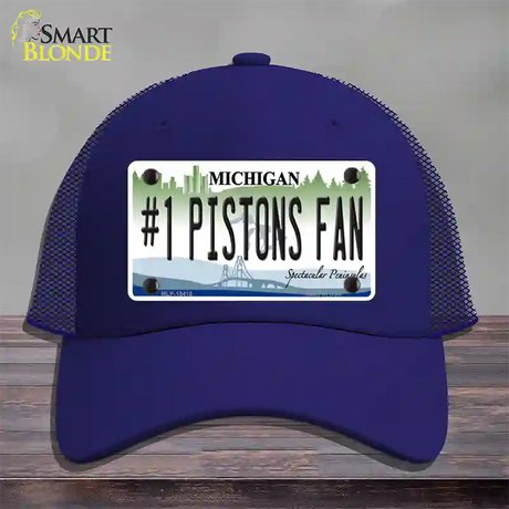 Number 1 Pistons Fan Novelty License Plate Hat Tag Mesh / Royal Blue