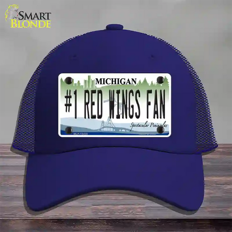 Number 1 Red Wings Fan Novelty License Plate Hat Tag Mesh / Royal Blue