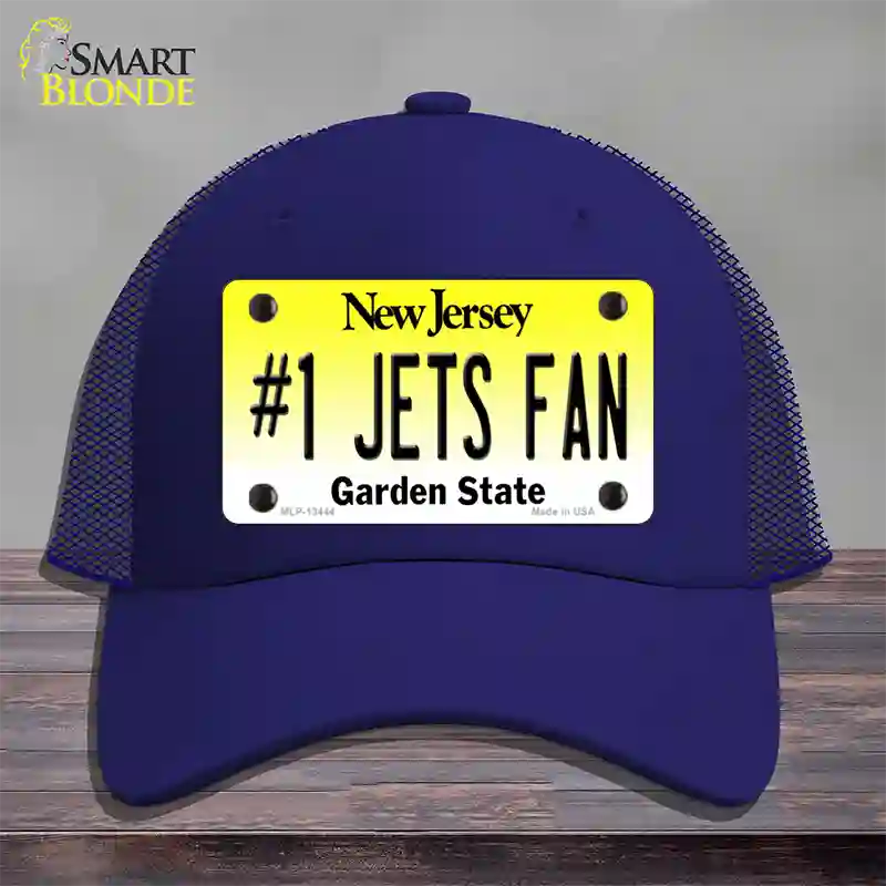 Number 1 Jets Fan Novelty License Plate Hat Tag Mesh / Royal Blue