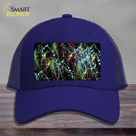 Paint Splashes Novelty License Plate Hat Mesh / Royal Blue