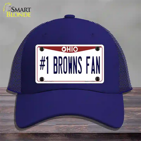 Number 1 Browns Fan Novelty License Plate Hat Tag Mesh / Royal Blue