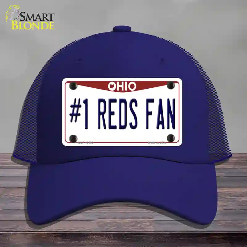 Number 1 Reds Fan Novelty License Plate Hat Tag Mesh / Royal Blue