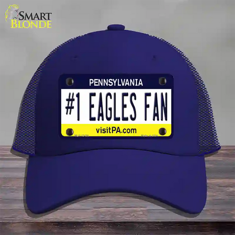 Number 1 Eagles Fan Novelty License Plate Hat Tag Mesh / Royal Blue