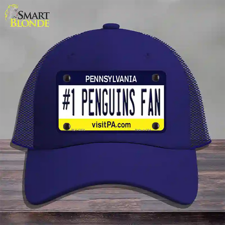 Number 1 Penguins Fan Novelty License Plate Hat Tag Mesh / Royal Blue