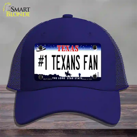 Number 1 Texans Fan Novelty License Plate Hat Tag Mesh / Royal Blue