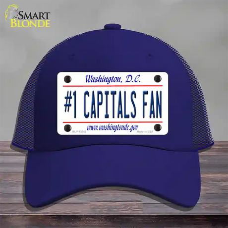 Number 1 Capitals Fan Novelty License Plate Hat Tag Mesh / Royal Blue