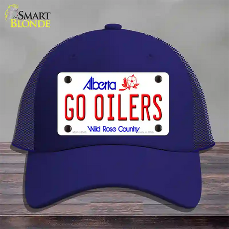 Go Oilers Novelty License Plate Hat Tag Mesh / Royal Blue