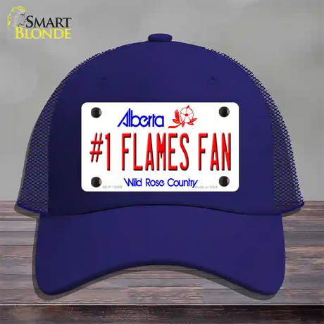 Number 1 Flames Fan Novelty License Plate Hat Tag Mesh / Royal Blue