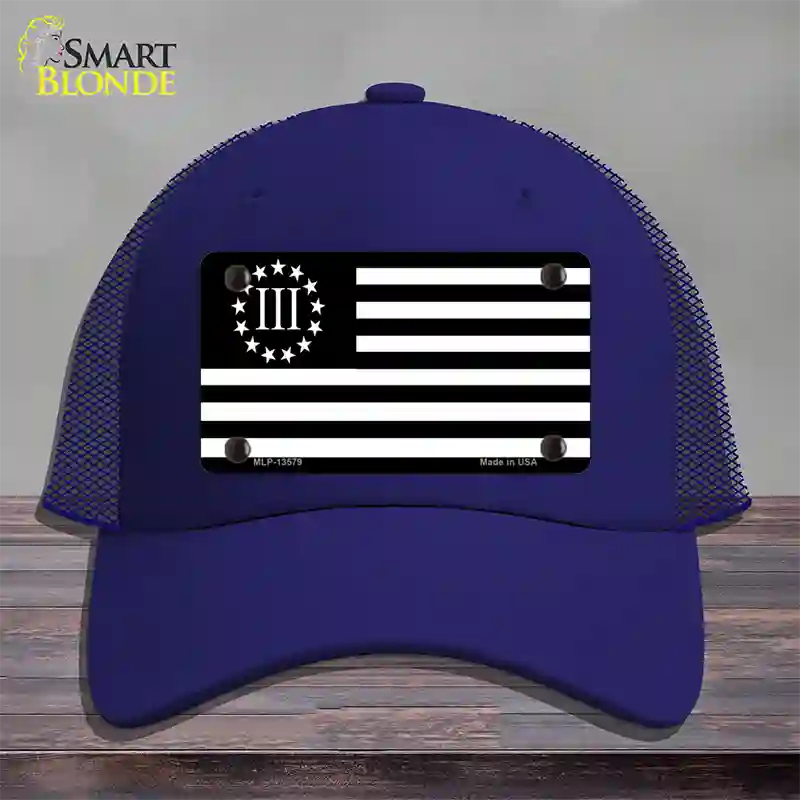 3 Percenter American Flag Novelty License Plate Hat Tag Mesh / Royal Blue