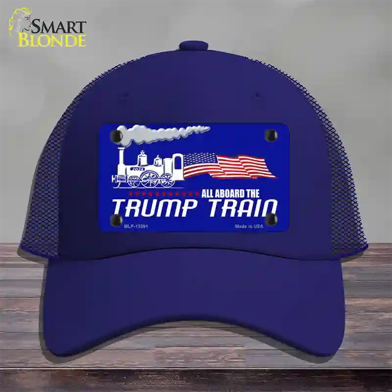 Trump Train Novelty License Plate Hat Tag Mesh / Royal Blue