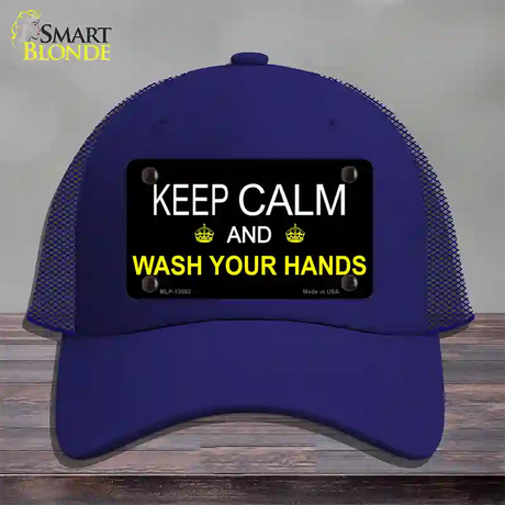 Keep Calm Wash Your Hands Novelty License Plate Hat Tag Mesh / Royal Blue