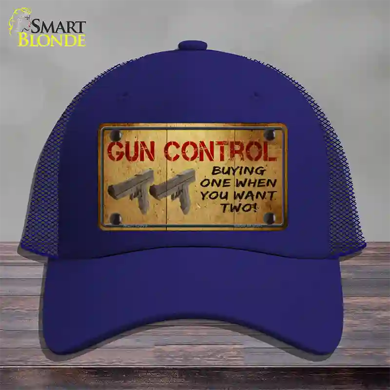 Gun Control Buying Only One Novelty License Plate Hat Tag Mesh / Royal Blue