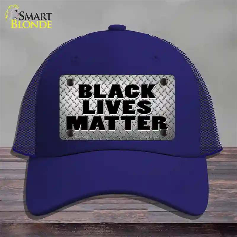 Black Lives Matter Diamond Plate Novelty License Plate Hat Tag Mesh / Royal Blue