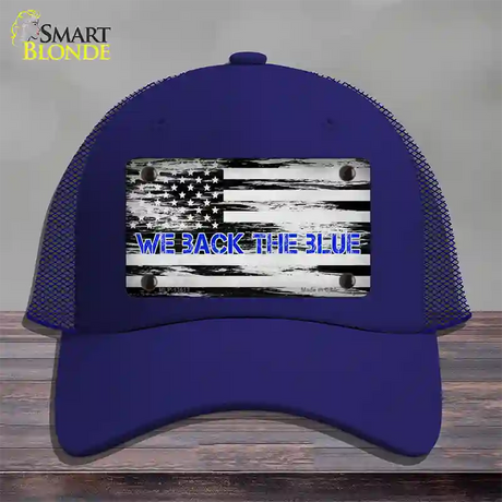 We Back The Blue Novelty License Plate Hat Tag Mesh / Royal Blue