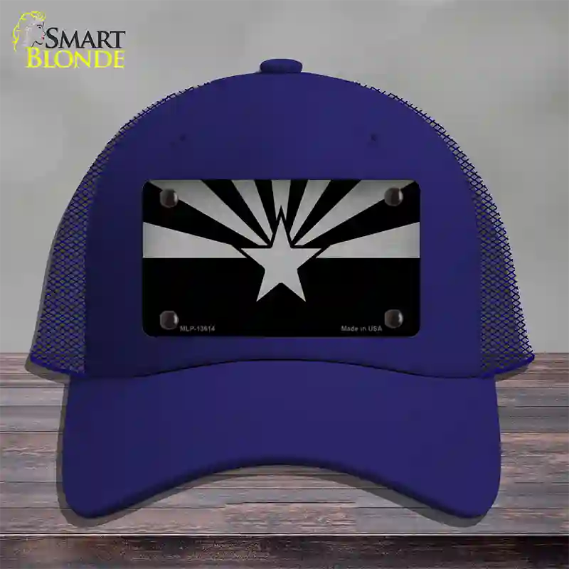 Arizona Flag Black  Novelty License Plate Hat Tag Mesh / Royal Blue