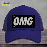 OMG Black Novelty License Plate Hat Tag Mesh / Royal Blue