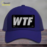 WTF Black Novelty License Plate Hat Tag Mesh / Royal Blue