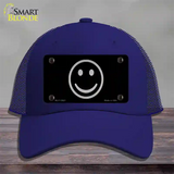 Smiley Black Novelty License Plate Hat Tag Mesh / Royal Blue