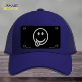 Tongue Out Black Novelty License Plate Hat Tag Mesh / Royal Blue