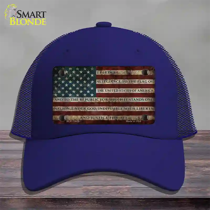 I Pledge Allegiance Flag Novelty License Plate Hat Tag Mesh / Royal Blue