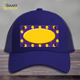 Yellow Purple Polka Dot Center Oval Novelty License Plate Hat Mesh / Royal Blue